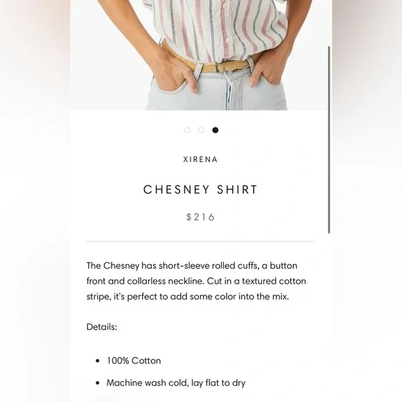 Xirena Chesney Striped Blouse 100% Cotton Short Sleeve Lightweight Blouse Size M - Picture 10 of 10
